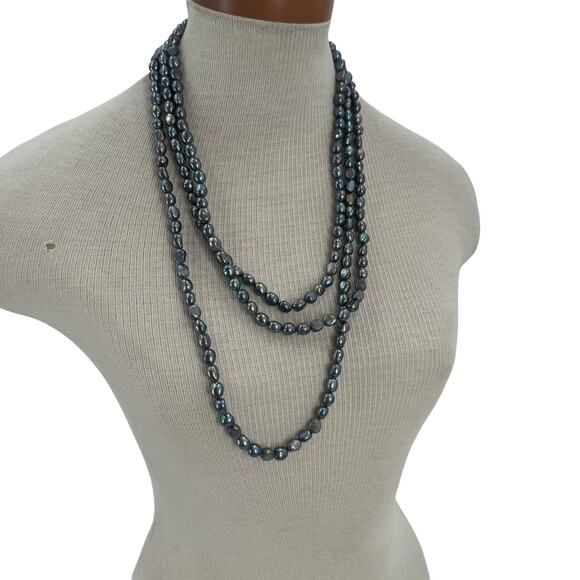40 inch Freashwater baroque peacock purple pearl long necklace - Picture 4 of 14